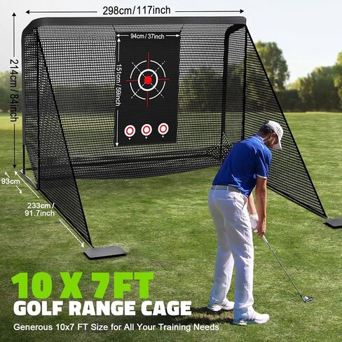 Aikeec Golf Practice Hittting Net: إطار معدني شاق مع شبكة بوليستر من 5 طبقات وقطعة قماش مستهدفة - مجموعة القيادة في الهواء الطلق في الهواء الطلق لاعبي الغولف in Kuwait