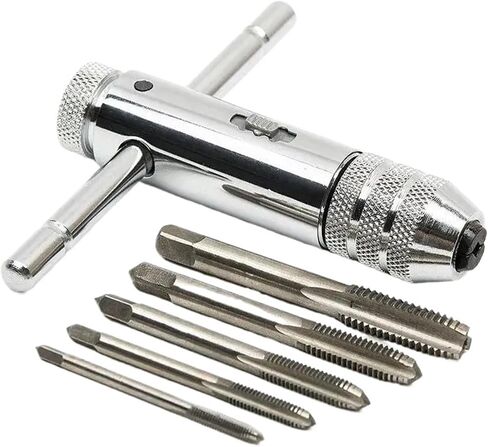 Drill Tap Bit Set, Screw Thread Metric Plug T-Handle Adjustable Positive Negative Ratchet Taps Holder Hand Wrench in Saudi Arabia