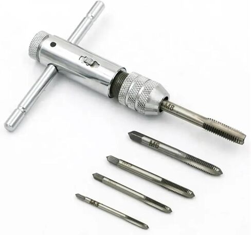 Drill Tap Bit Set, Screw Thread Metric Plug T-Handle Adjustable Positive Negative Ratchet Taps Holder Hand Wrench in Saudi Arabia