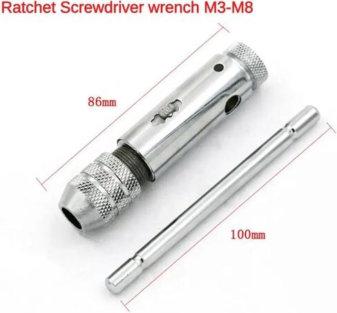 Drill Tap Bit Set, Screw Thread Metric Plug T-Handle Adjustable Positive Negative Ratchet Taps Holder Hand Wrench in Saudi Arabia