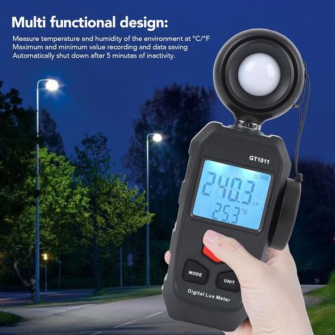 Akozon Digital Illuminometer LCD Display 200000Lx Auto Range Luxmeter Light Meter for Plant Growth Monitoring Gardeners ABS White in Saudi Arabia