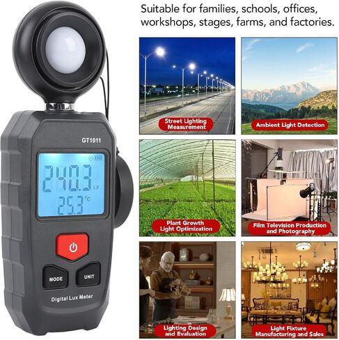 Akozon Digital Illuminometer LCD Display 200000Lx Auto Range Luxmeter Light Meter for Plant Growth Monitoring Gardeners ABS White in Saudi Arabia