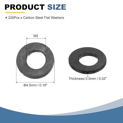 uxcell 110Pcs Carbon Steel Flat Washers, M8x17x2mm Black Oxidized Grade 8.8 Washer, Seal Gaskets Flat Ring for Screws Bolts Machinery Repair, Outdoor Construction in Saudi Arabia