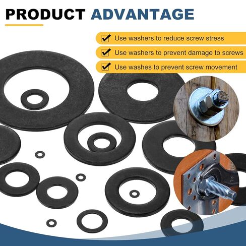 uxcell 110Pcs Carbon Steel Flat Washers, M8x17x2mm Black Oxidized Grade 8.8 Washer, Seal Gaskets Flat Ring for Screws Bolts Machinery Repair, Outdoor Construction in Saudi Arabia