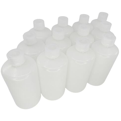 Eisco - Pack of 12, 500mL Narrow Mouth HDPE Translucent Reagent Bottles with Polypropylene Caps, Non-Sterile, Leak-Proof, Chemical Resistant, Laboratory Storage and Transport in Saudi Arabia
