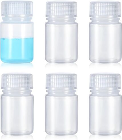 6 Pcs 1oz/ 30ml Plastic Sample Bottles PLaboratory Grade Polypropylene Wide Mouth Reagent Bottles Sealed Leakproof Clear Liquids Storage Containers with Lids for Liquids Laboratory storage at Home in Saudi Arabia