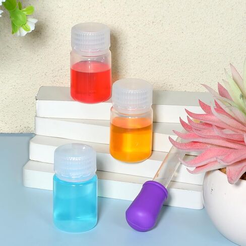 6 Pcs 1oz/ 30ml Plastic Sample Bottles PLaboratory Grade Polypropylene Wide Mouth Reagent Bottles Sealed Leakproof Clear Liquids Storage Containers with Lids for Liquids Laboratory storage at Home in Saudi Arabia