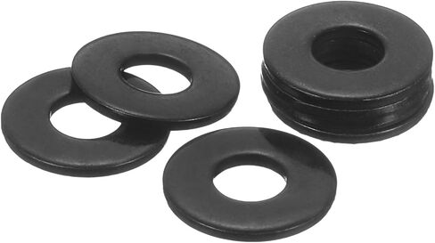 UXCELL 200PCS M2 304 غسالات مسطحة من الفولاذ المقاوم للصدأ ، معرف 2 مم ، OD 5MM ، سمك 0.3 ملم غسالات معدنية مستديرة للبراغي ، البناء في الهواء الطلق ، الأسود in Kuwait