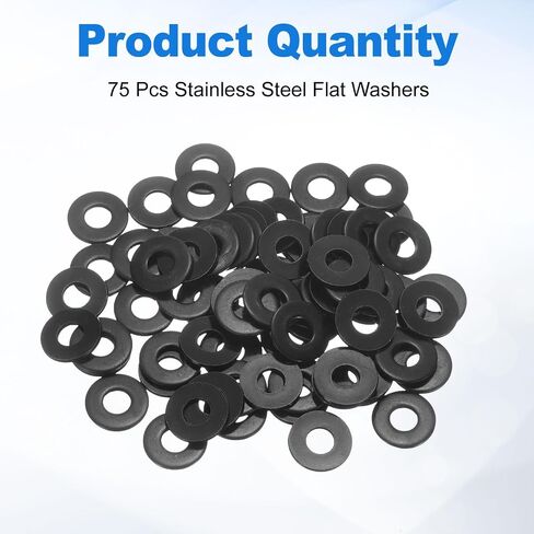 UXCELL 200PCS M2 304 غسالات مسطحة من الفولاذ المقاوم للصدأ ، معرف 2 مم ، OD 5MM ، سمك 0.3 ملم غسالات معدنية مستديرة للبراغي ، البناء في الهواء الطلق ، الأسود in Kuwait