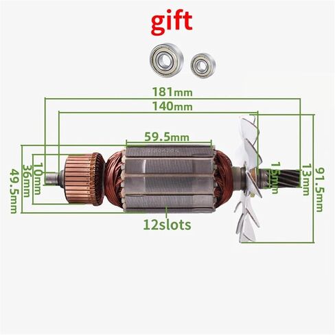 CAARLA Rotor for 180 Cutting Machine 4107 Rotor for Z1E-FF-180 Cutting Machine Rotor Armature Anchor Replacement(with Bearing) in Saudi Arabia