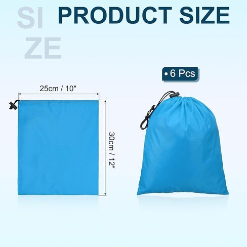 PATIKIL Travel Storage Bags with Toggle 14 x 16 Inch, 6 Pack Waterproof 210D Polyester Drawstring Bag Stuff Sack Cinch Bag for Gym Traveling Hiking Yoga Shoes Organizer, Black in Kuwait