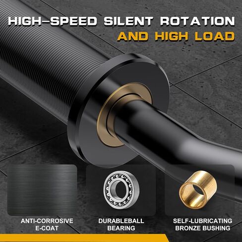 Olympic EZ Curl Barbell Bar 47",Mute Bearings - 2" Curl Bar for Weight Lifting, Hip Thrusts,Biceps,Squat-Home Gym Weight Bar-Chrome Curling Strength Training, 2Pcs Collars(800lbs Weight Capacity) in Kuwait