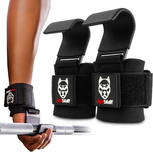 Weight Lifting Hooks (Pair) - Gym Wrist Straps with Steel Hooks for Weightlifting, Pull-Ups, Deadlifts, Strength Training, and Fitness Workouts - Adjustable Neoprene Wrist Support in Kuwait