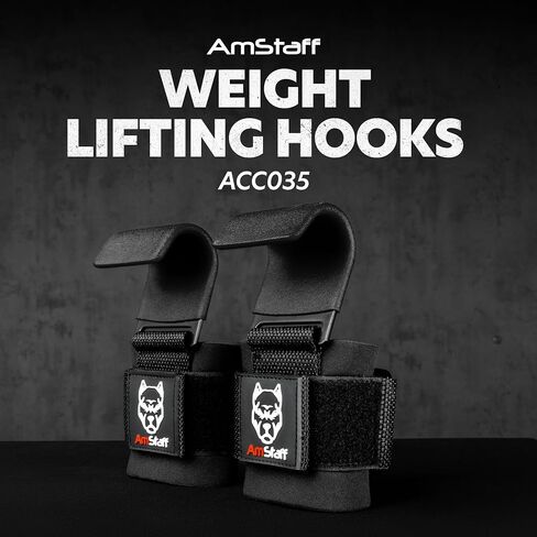 Weight Lifting Hooks (Pair) - Gym Wrist Straps with Steel Hooks for Weightlifting, Pull-Ups, Deadlifts, Strength Training, and Fitness Workouts - Adjustable Neoprene Wrist Support in Kuwait