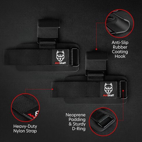 Weight Lifting Hooks (Pair) - Gym Wrist Straps with Steel Hooks for Weightlifting, Pull-Ups, Deadlifts, Strength Training, and Fitness Workouts - Adjustable Neoprene Wrist Support in Kuwait