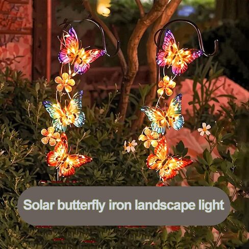 Solar Lights Outdoor Garden Decor Iron Butterfly Lawn Lamp Garden Decor Outdoor Waterproof Magical Outside Swaying Lights (Warm Light) in Saudi Arabia