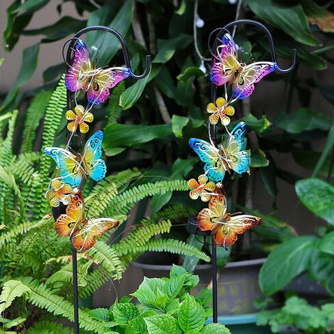 Solar Lights Outdoor Garden Decor Iron Butterfly Lawn Lamp Garden Decor Outdoor Waterproof Magical Outside Swaying Lights (Warm Light) in Saudi Arabia