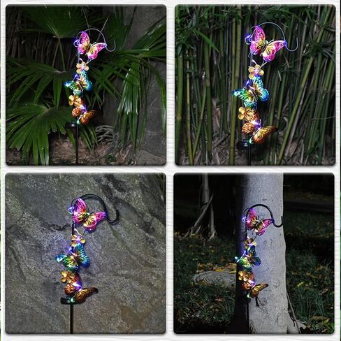 Solar Lights Outdoor Garden Decor Iron Butterfly Lawn Lamp Garden Decor Outdoor Waterproof Magical Outside Swaying Lights (Warm Light) in Saudi Arabia