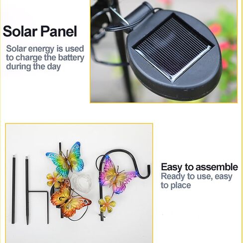Solar Lights Outdoor Garden Decor Iron Butterfly Lawn Lamp Garden Decor Outdoor Waterproof Magical Outside Swaying Lights (Warm Light) in Saudi Arabia
