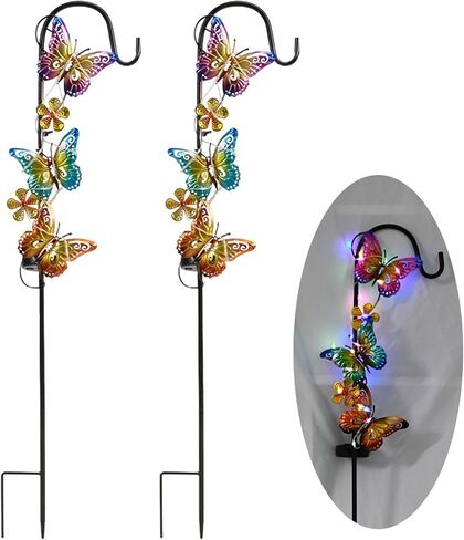 Solar Lights Outdoor Garden Decor Iron Butterfly Lawn Lamp Garden Decor Outdoor Waterproof Magical Outside Swaying Lights (Warm Light) in Saudi Arabia