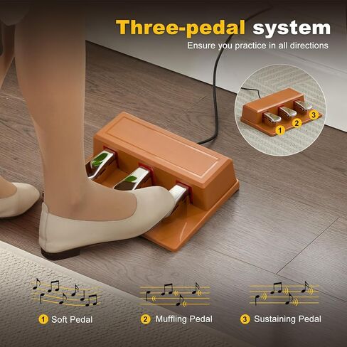 MUSTAR 88 Key Piano Keyboard for Beginners, Semi Weighted Electric Piano Keyboard 88 Keys, Portable Digital Piano 88 Key Weighted with 3-Pedal Unit, Built-In Speakers, USB/MIDI Connecting (Brown) in Kuwait