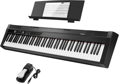 Strich Digital Piano 88 لوحة مفاتيح مفتاح الحجم الكامل ، البيانو الكهربائي المحمول للمطرقة للبالغين المبتدئين ، حزمة مع دواسة الاستدامة ، ملصقات البيانو ، راحة الموسيقى ، الأسود ، SDP-P7 in Kuwait