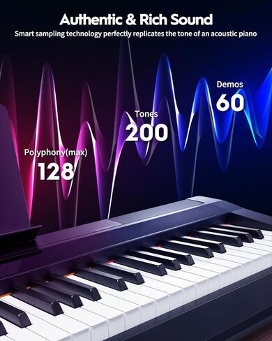 Strich Digital Piano 88 لوحة مفاتيح مفتاح الحجم الكامل ، البيانو الكهربائي المحمول للمطرقة للبالغين المبتدئين ، حزمة مع دواسة الاستدامة ، ملصقات البيانو ، راحة الموسيقى ، الأسود ، SDP-P7 in Kuwait