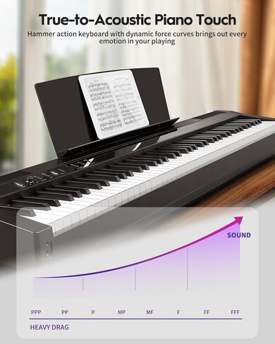 Strich Digital Piano 88 لوحة مفاتيح مفتاح الحجم الكامل ، البيانو الكهربائي المحمول للمطرقة للبالغين المبتدئين ، حزمة مع دواسة الاستدامة ، ملصقات البيانو ، راحة الموسيقى ، الأسود ، SDP-P7 in Kuwait