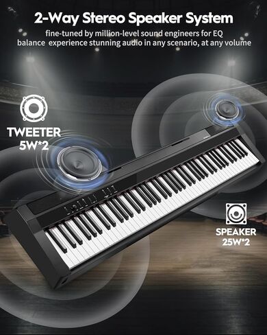 Strich Digital Piano 88 لوحة مفاتيح مفتاح الحجم الكامل ، البيانو الكهربائي المحمول للمطرقة للبالغين المبتدئين ، حزمة مع دواسة الاستدامة ، ملصقات البيانو ، راحة الموسيقى ، الأسود ، SDP-P7 in Kuwait