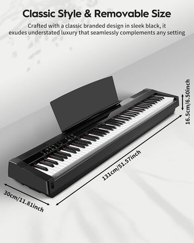 Strich Digital Piano 88 لوحة مفاتيح مفتاح الحجم الكامل ، البيانو الكهربائي المحمول للمطرقة للبالغين المبتدئين ، حزمة مع دواسة الاستدامة ، ملصقات البيانو ، راحة الموسيقى ، الأسود ، SDP-P7 in Kuwait