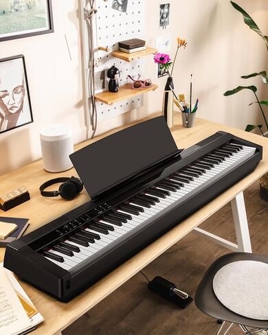 Strich Digital Piano 88 لوحة مفاتيح مفتاح الحجم الكامل ، البيانو الكهربائي المحمول للمطرقة للبالغين المبتدئين ، حزمة مع دواسة الاستدامة ، ملصقات البيانو ، راحة الموسيقى ، الأسود ، SDP-P7 in Kuwait