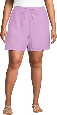 Lands' End Women's Linen High Rise Pull On 7" Shorts in Saudi Arabia