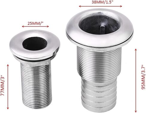 316 Stainless Steel Boat Barbed Hose Thru Drain Threaded Fitting Corrosion Boats Accessories in Saudi Arabia