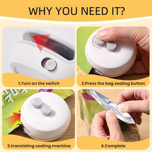 2-in-1 Mini Bag Sealer with Cutter - Rechargeable Heat Sealer, Snack Bag Sealer for Chips, Food Storage & Resealing,Portable Resealer Machine Sealer, Bag Closer for Freshness, Plastic Bags & Snacks in Saudi Arabia