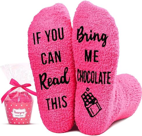 HAPPYPOP Pink Fuzzy Socks for Women Teen Girls, Birthday Gifts Cupcake Baking Gifts, If You Can Read This in Saudi Arabia