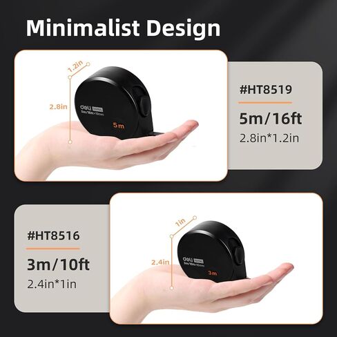 DELI Tape Measure 10ft/3m, Small Tape Measure Retractable Mini Measuring Tape Easy Read with Metric/Inch，Minimalist Design, Precise Measurement, Heavy Duty, Anti-Slip Back, Anti-Rust & Anti-Scratch in Saudi Arabia