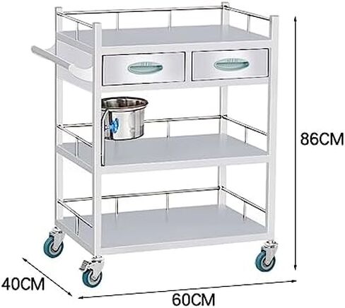 Collapsible Wagon Cart with Wheels Foldable Folding Wagons Carts Silent Universal Wheels,Stainless Steel Medical Trolley, 2-Layer Rolling Cart for Clinic Hospital Laboratory with 150kg Max L in Kuwait