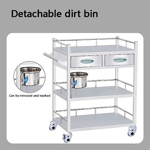 Collapsible Wagon Cart with Wheels Foldable Folding Wagons Carts Silent Universal Wheels,Stainless Steel Medical Trolley, 2-Layer Rolling Cart for Clinic Hospital Laboratory with 150kg Max L in Kuwait