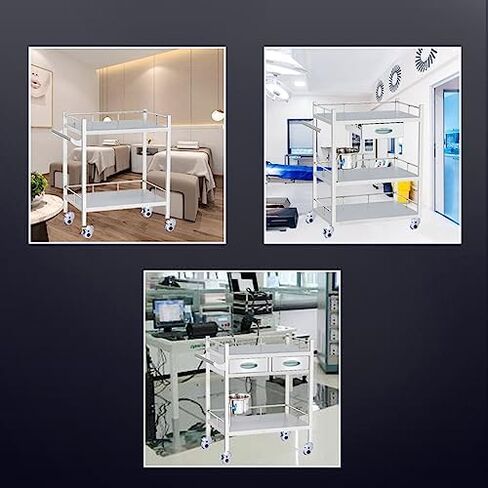 Collapsible Wagon Cart with Wheels Foldable Folding Wagons Carts Silent Universal Wheels,Stainless Steel Medical Trolley, 2-Layer Rolling Cart for Clinic Hospital Laboratory with 150kg Max L in Kuwait