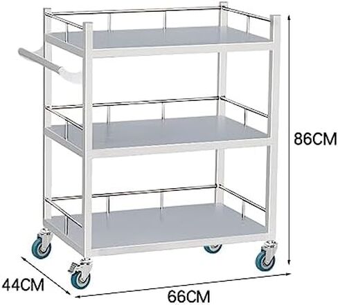 Collapsible Wagon Cart with Wheels Foldable Folding Wagons Carts Silent Universal Wheels,Maximum Load 150kg, 2-Layer Stainless Steel Rolling Cart for Hospital, Clinic & Laboratory - Ideal Me in Saudi Arabia