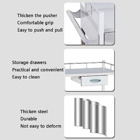 Collapsible Wagon Cart with Wheels Foldable Folding Wagons Carts Silent Universal Wheels,Maximum Load 150kg, 2-Layer Stainless Steel Rolling Cart for Hospital, Clinic & Laboratory - Ideal Me in Kuwait