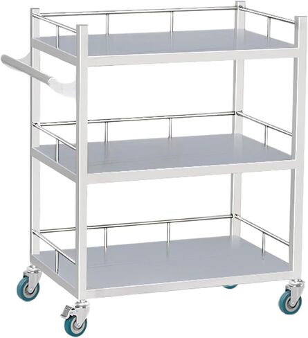 Collapsible Wagon Cart with Wheels Foldable Folding Wagons Carts Silent Universal Wheels,Maximum Load 150kg, 2-Layer Stainless Steel Rolling Cart for Hospital, Clinic & Laboratory - Ideal Me in Saudi Arabia