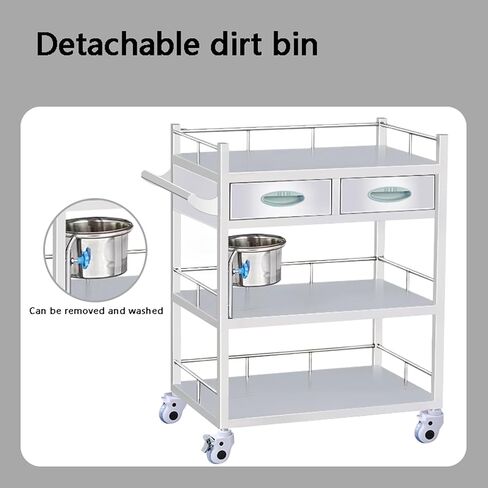 Collapsible Wagon Cart with Wheels Foldable Folding Wagons Carts Silent Universal Wheels,Maximum Load 150kg, 2-Layer Stainless Steel Rolling Cart for Hospital, Clinic & Laboratory - Ideal Me in Kuwait