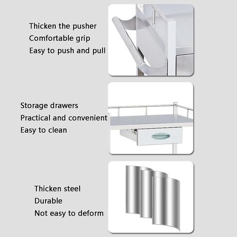 Collapsible Wagon Cart with Wheels Foldable Folding Wagons Carts Silent Universal Wheels,Maximum Load 150kg, 2-Layer Stainless Steel Rolling Cart for Hospital, Clinic & Laboratory - Ideal Me in Kuwait