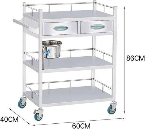 Collapsible Wagon Cart with Wheels Foldable Folding Wagons Carts Silent Universal Wheels,Maximum Load 150kg, 2-Layer Stainless Steel Rolling Cart for Hospital, Clinic & Laboratory - Ideal Me in Kuwait