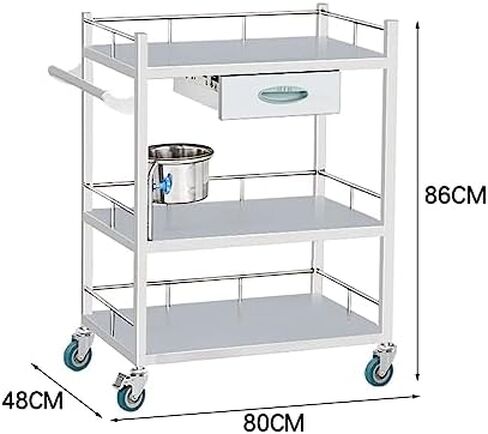 Collapsible Wagon Cart with Wheels Foldable Folding Wagons Carts Silent Universal Wheels,Maximum Load 150kg, 2-Layer Stainless Steel Rolling Cart for Hospital, Clinic & Laboratory - Ideal Me in Saudi Arabia