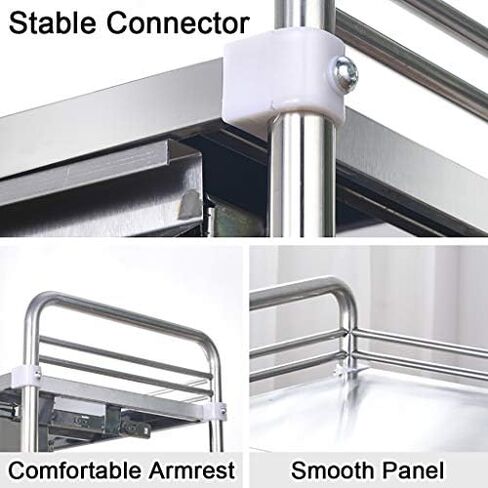 Collapsible Wagon Cart with Wheels Foldable Folding Wagons Carts Silent Universal Wheels,Medical Trolley Cart Dental Lab Cart Stainless Steel, 2/3 Layers Hospital Equipment Portable Trolley in Kuwait