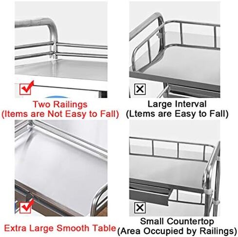 Collapsible Wagon Cart with Wheels Foldable Folding Wagons Carts Silent Universal Wheels,Medical Trolley Cart Dental Lab Cart Stainless Steel, 2/3 Layers Hospital Equipment Portable Trolley in Kuwait