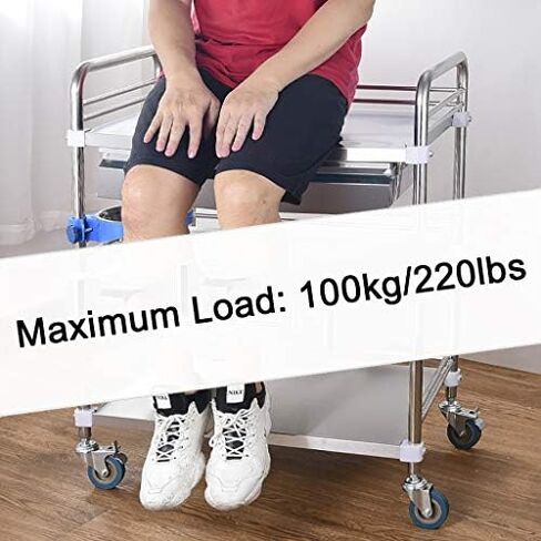 Collapsible Wagon Cart with Wheels Foldable Folding Wagons Carts Silent Universal Wheels,Medical Trolley Cart Dental Lab Cart Stainless Steel, 2/3 Layers Hospital Equipment Portable Trolley in Kuwait