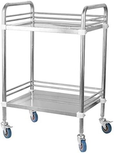 Collapsible Wagon Cart with Wheels Foldable Folding Wagons Carts Silent Universal Wheels,Medical Trolley Cart Dental Lab Cart Stainless Steel, 2/3 Layers Hospital Equipment Portable Trolley in Kuwait